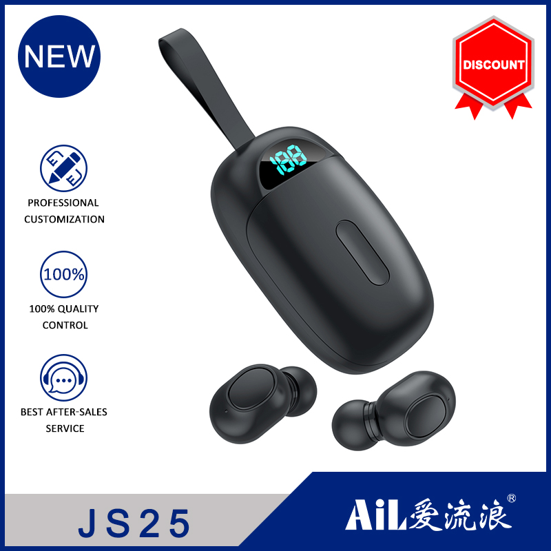High Quality BT 5.0 TWS Wireless Headset Stereo Earbuds JS25 Earphone With LED Battery Display